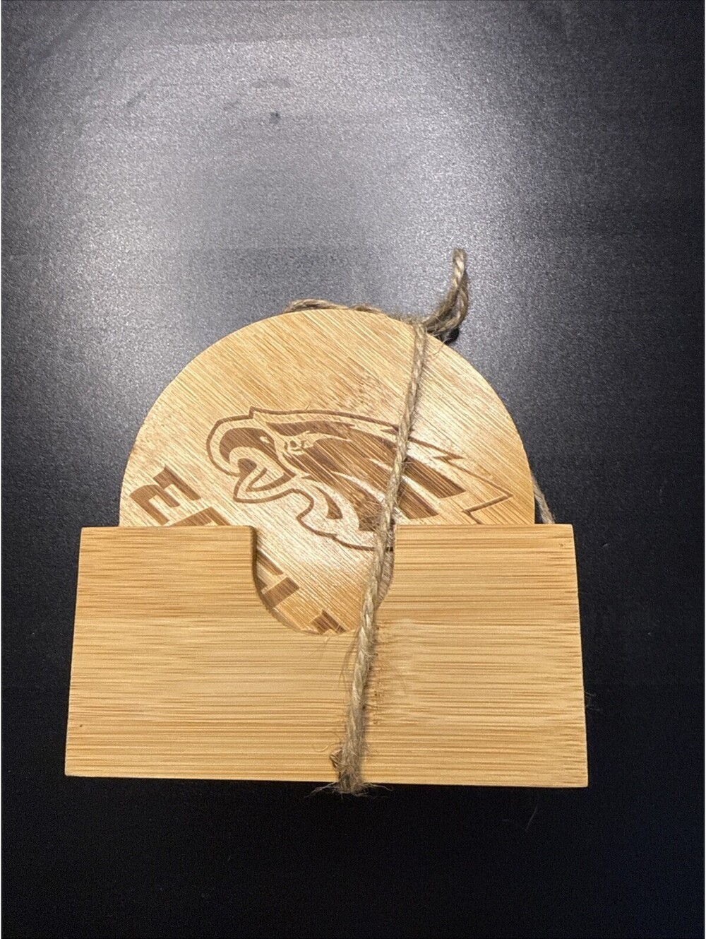NFL Coaster Set Bamboo Round Philadelphia Eagles New Football Holder